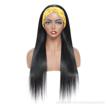 Wholesale Headband Wig Human Hair Remy Straight Ponytail Cheap Machine Made Non Lace Wig On Sale
